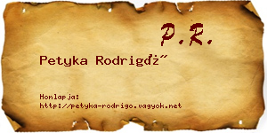 Petyka Rodrigó névjegykártya